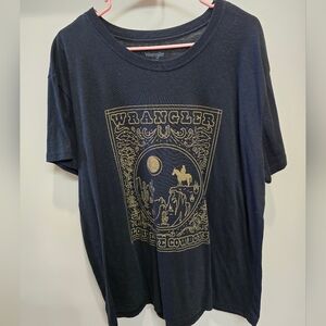 Wrangler Black Tee with Gold Cowboy Graphic